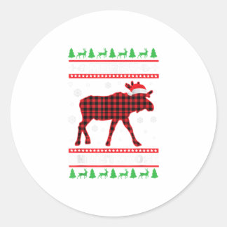 Merry Christmoose Family Pajamas Moose Runder Aufkleber