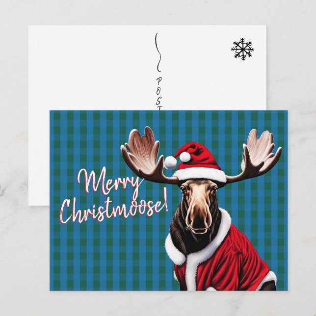Merry Christmoose Feiertagspostkarte (Vorne/Hinten)