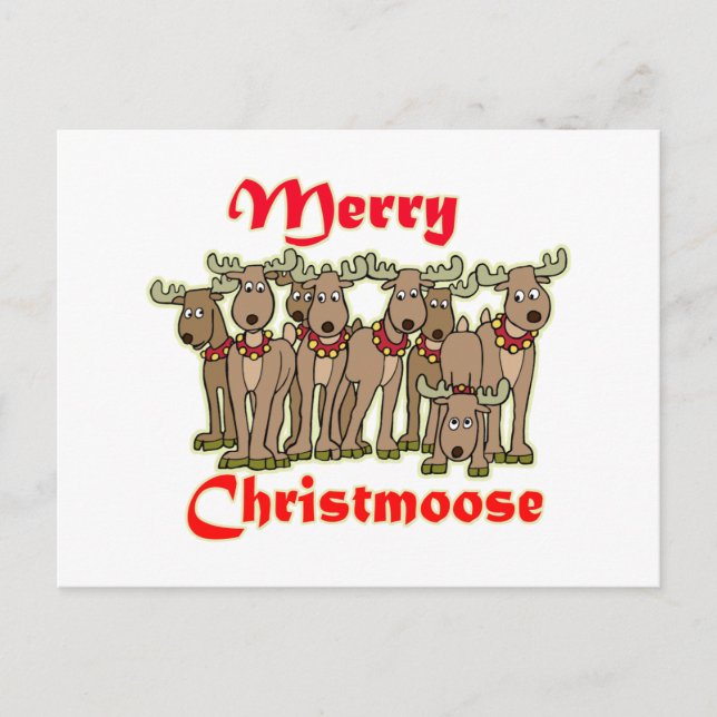 Merry Christmoose Feiertagspostkarte (Vorderseite)