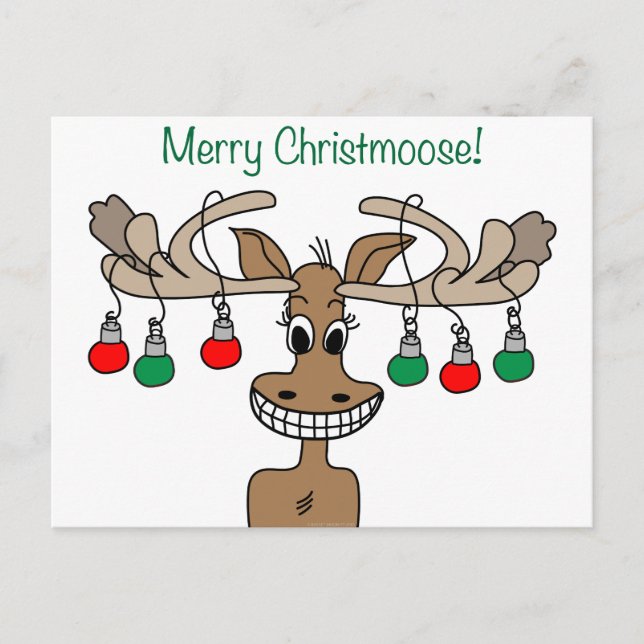Merry Christmoose Festive Holiday Postcard Postkarte (Vorderseite)