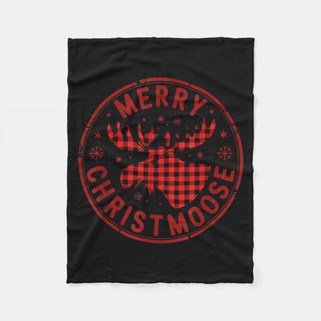Merry Christmoose Funny Christmas Badge Moose Part Fleecedecke (Vorderseite)