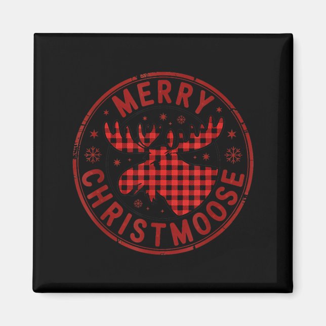 Merry Christmoose Funny Christmas Badge Moose Part Magnet (Vorne)
