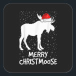 Merry Christmoose Funny Hat Santa Christmas Moose Quadratischer Aufkleber<br><div class="desc">Das ist ein großartiges Weihnachtsgeschenk. Ihre Familie,  Freunde oder Kinder werden dieses Geschenk Liebe,  nachdem Sie es ihnen geben. Wir wünschen Ihnen und Ihrer Familie und Ihren Freunden frohe Weihnachten.</div>