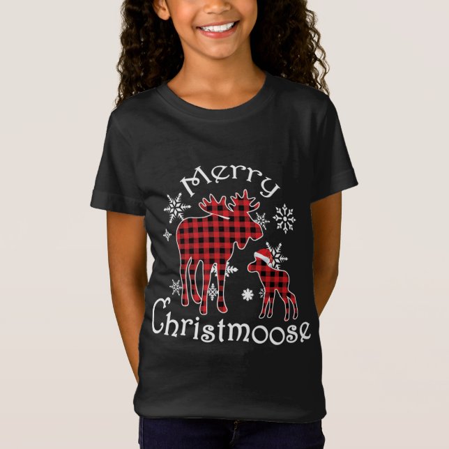 Merry Christmoose Moose Buffalo Red Kariert Christ T-Shirt (Vorderseite)