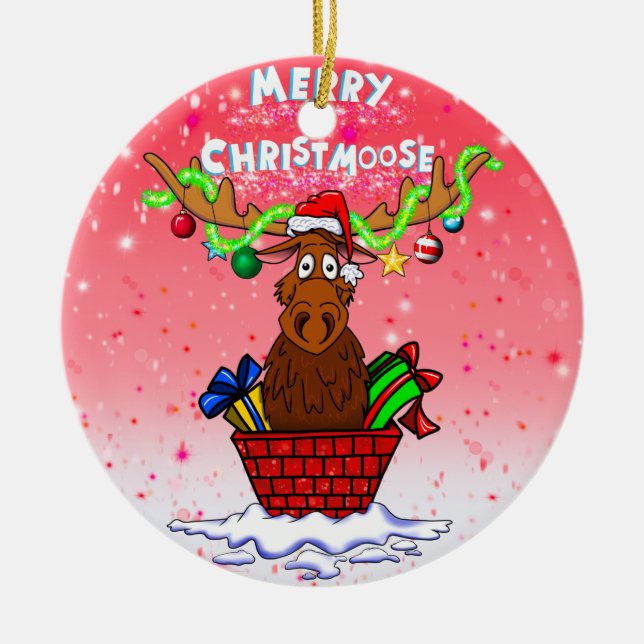"Merry Christmoose" Santa Elose Weihnachtsschmuck (Vorne)