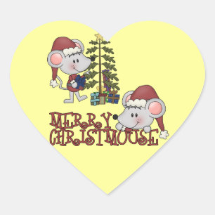 Merry Christmouse mit Baum Herz-Aufkleber