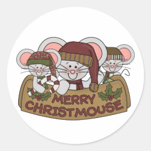 Merry Christmouse Runder Aufkleber