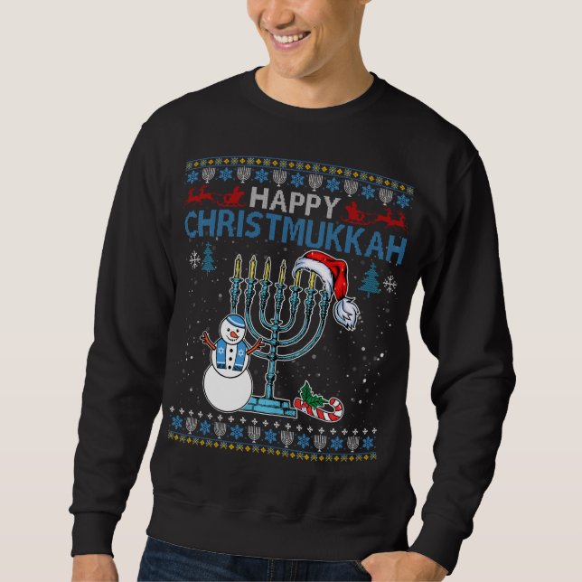 Merry Christmukkah Jewish Hanukkah Weihnachten Ugl Sweatshirt (Vorderseite)