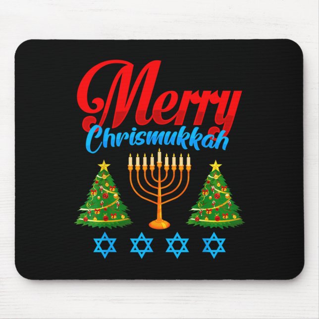 Merry Christmukkah Jewish Xmas Christmas Hanukkah  Mousepad (Vorne)