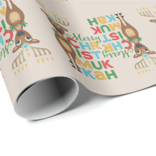 Merry Christmukkah Reindeer Geschenkpapier