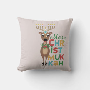 Merry Christmukkah Reindeer Kissen
