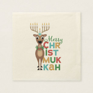 Merry Christmukkah Reindeer Serviette