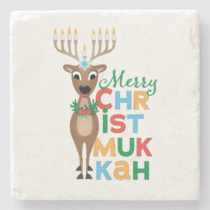 Merry Christmukkah Reindeer Steinuntersetzer