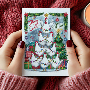 Merry Cluck-Mas Chickens Weihnachtskarte Feiertagskarte