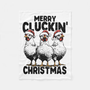 Merry Cluckin Christmas Funny Chicken Lover Santa Fleecedecke