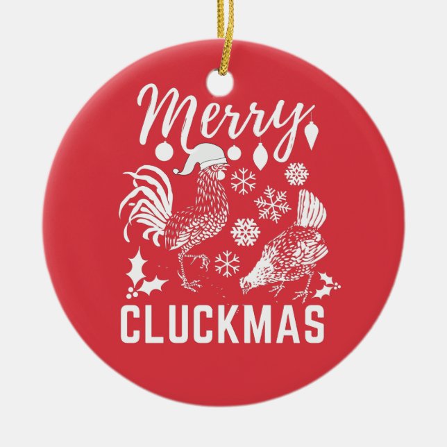 Merry Cluckmas Chicken Lover Keramik Ornament (Vorne)