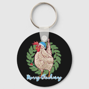 Merry Cluckmas Funny Christmas Hen Schlüsselanhänger