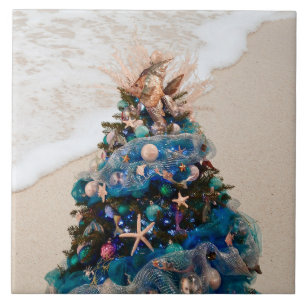Merry Coastal Christmas Tropical Beach HolidayTree Fliese