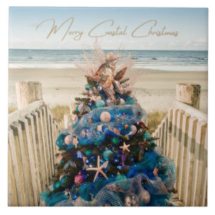 Merry Coastal Christmas Tropical Beach HolidayTree Fliese