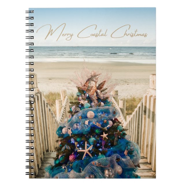 Merry Coastal Christmas Tropical Beach HolidayTree Notizblock (Vorderseite)