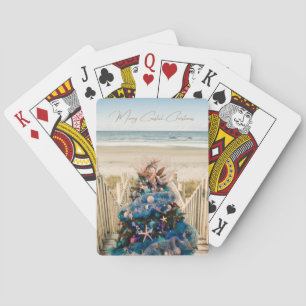 Merry Coastal Christmas Tropical Beach HolidayTree Spielkarten