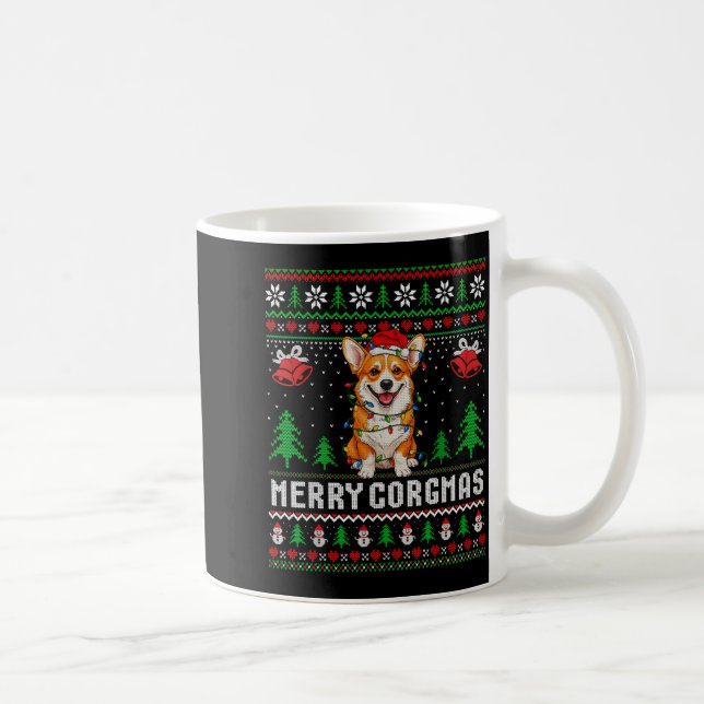Merry Corgmas Ugly Sweater Funny Corgi Christmas T Kaffeetasse (Rechts)