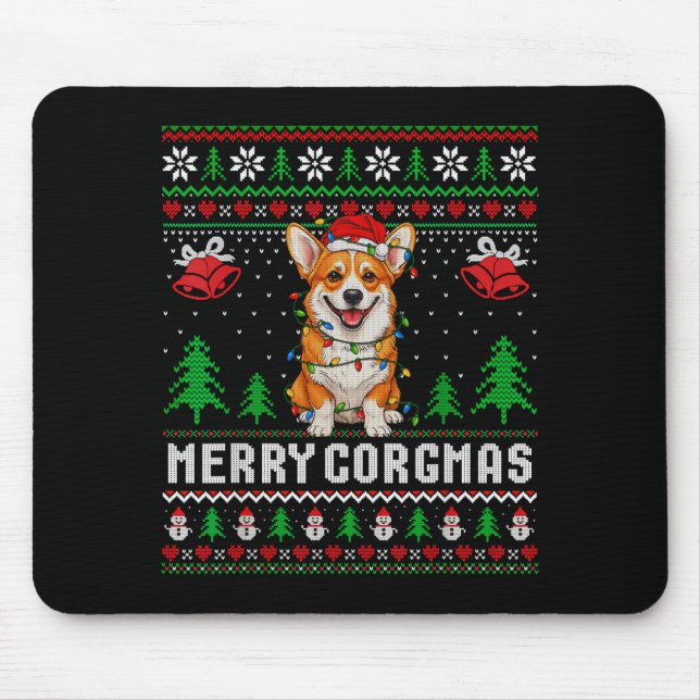 Merry Corgmas Ugly Sweater Funny Corgi Christmas T Mousepad (Vorne)