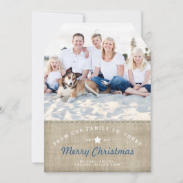 Merry Country Weihnachten Rustic Burlap Foto-Karte