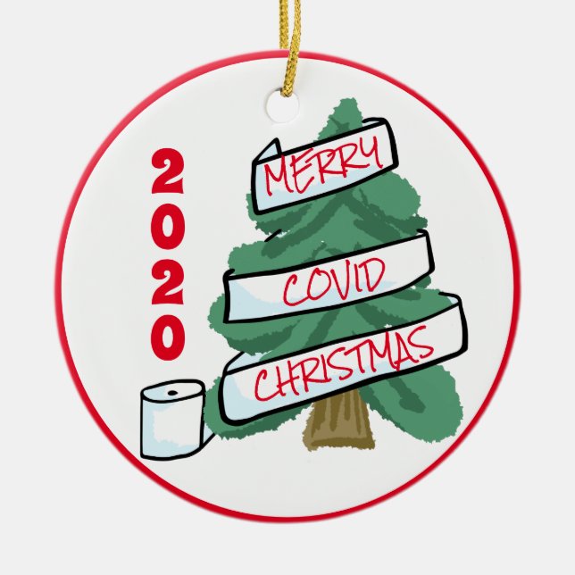 Merry Covid Weihnachts-Toilettenpapier Garland 202 Keramik Ornament (Vorne)