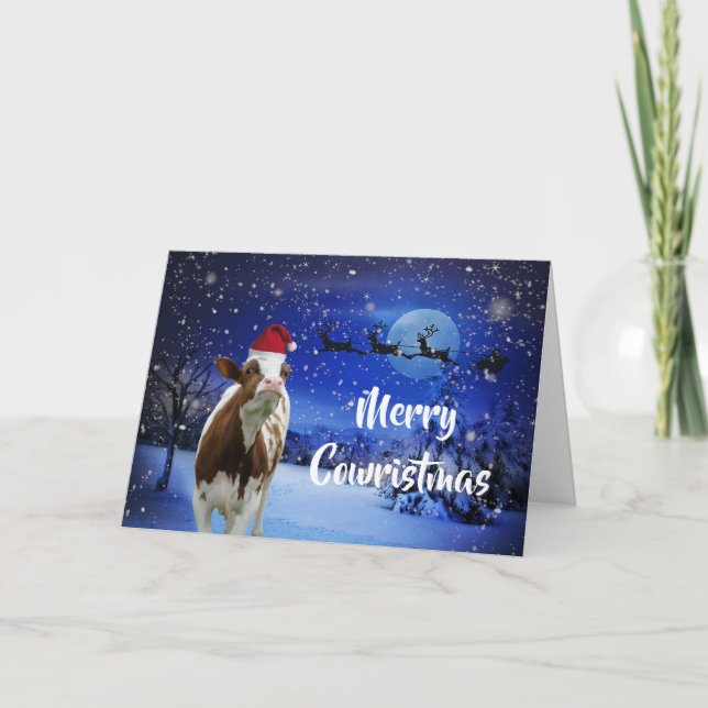 Merry Cowristmas Weihnachten Urlaub Karte (Vorderseite)