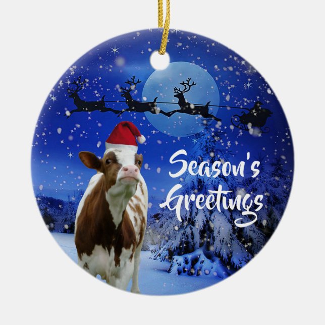 Merry Cowristmas Weihnachten Urlaub Keramik Ornament (Vorne)