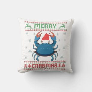 Merry Crabmas Funny Crab Ugly Christmas Sweater Kissen