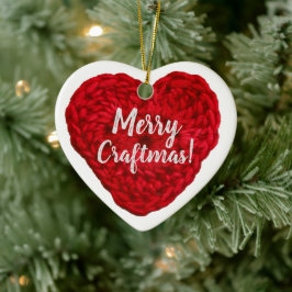 Merry Craftmas Crochet Red Heart Crafts Keramik Ornament