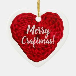 Merry Craftmas Crochet Red Heart Crafts Keramik Ornament