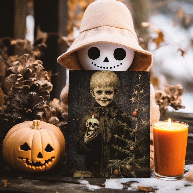 Merry Creepmas Spooky Boy Gothic Vintag Karte (Von Creator hochgeladen)