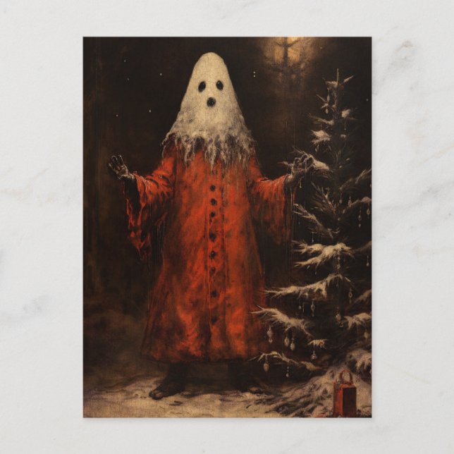 Merry Creepmas Spooky Ghost Gothic Vintag Postkarte (Vorderseite)