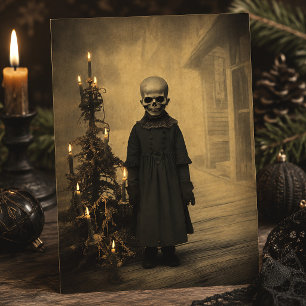 Merry Creepmas Spooky Skeleton Gothic Vintag Postkarte