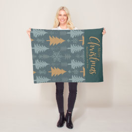 merry crishtmas green pattern fleecedecke