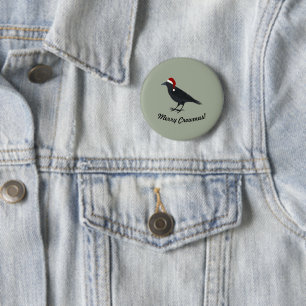 Merry Crowmas Christmas Crow Button