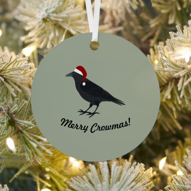 Merry Crowmas Christmas Crow Ornament Aus Metall (InSitu)