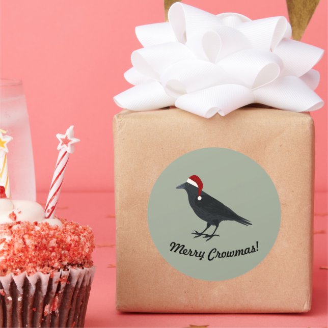 Merry Crowmas Christmas Crow Runder Aufkleber (Party)