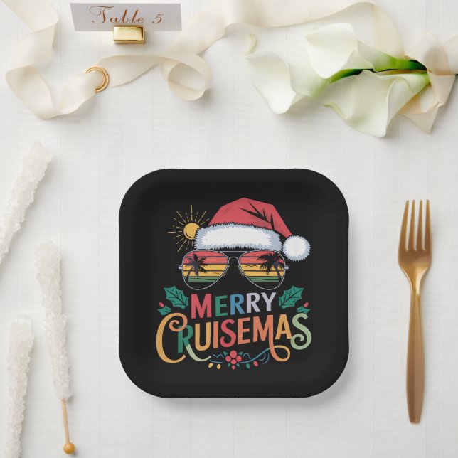 Merry Cruisemas 2024 Weihnachten Weihnachtsmann Pappteller (Hochzeit)