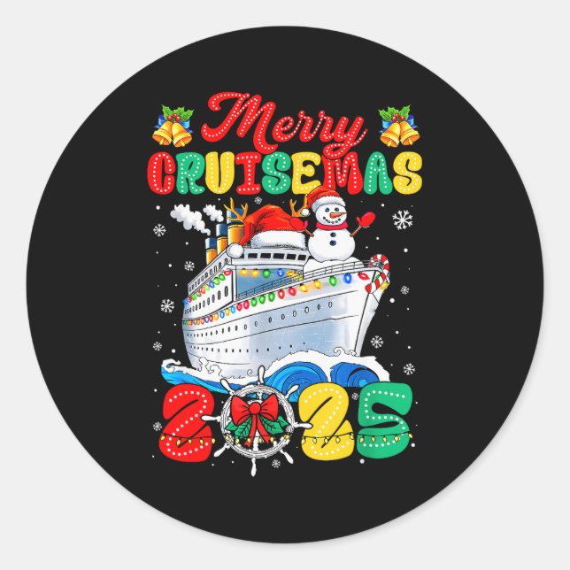 Merry Cruisemas 2025 Christmas Santa Groovy Cruise Runder Aufkleber (Vorderseite)