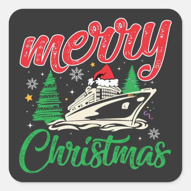 Merry Cruisemas, Crew zu Weihnachten Quadratischer Aufkleber (Vorderseite)