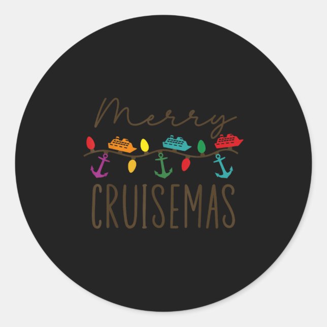 Merry Cruisemas Cruise Christmas Lights Matching F Runder Aufkleber (Vorderseite)