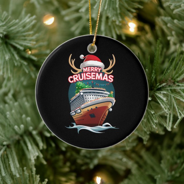 Merry Cruisemas Kreuzfahrtschiff Familie Weihnacht Keramik Ornament (Baum)