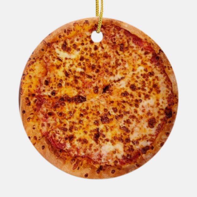 Merry Crustmas Deep Dish Cheese Pepperoni Pizza Keramik Ornament (Vorne)
