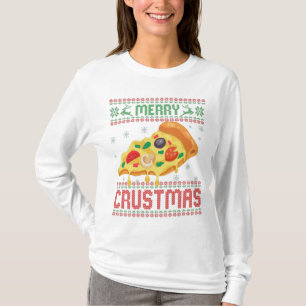 Merry Crustmas Funny Christmas Pizza Ugly Sweater T-Shirt