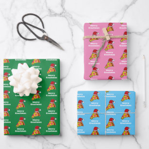 Merry Crustmas FUNNY PIZZA SLICE SA WRAPPING PAPER Geschenkpapier Set