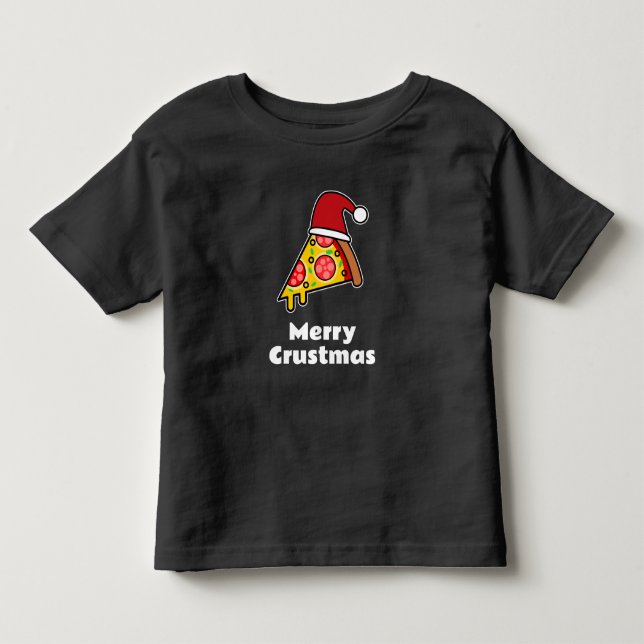 Merry Crustmas FUNNY PIZZA SLICE SANTA Kleinkind T-shirt (Vorderseite)